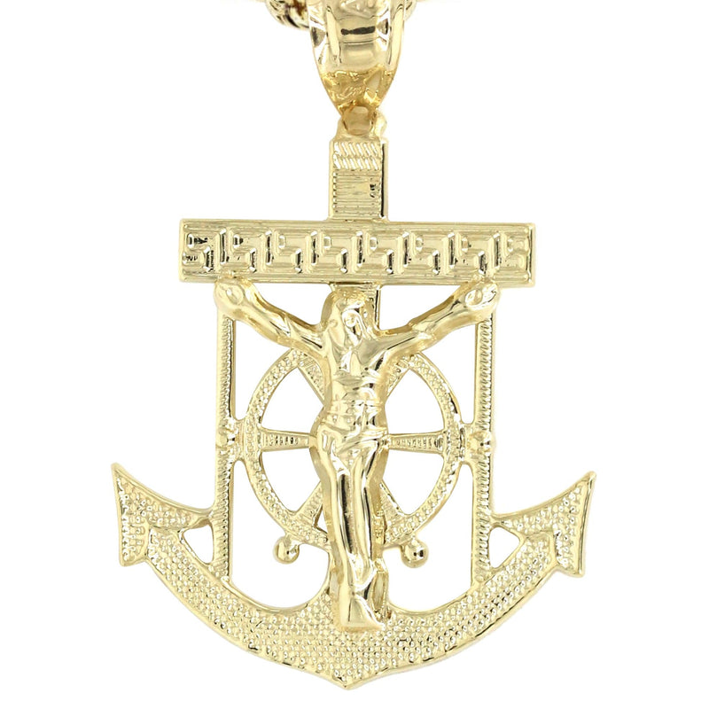 10K Yellow Gold Jesus Anchor Necklace | Appx. 12.6 Grams