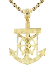 10K Yellow Gold Jesus Anchor Necklace | Appx. 12.6 Grams