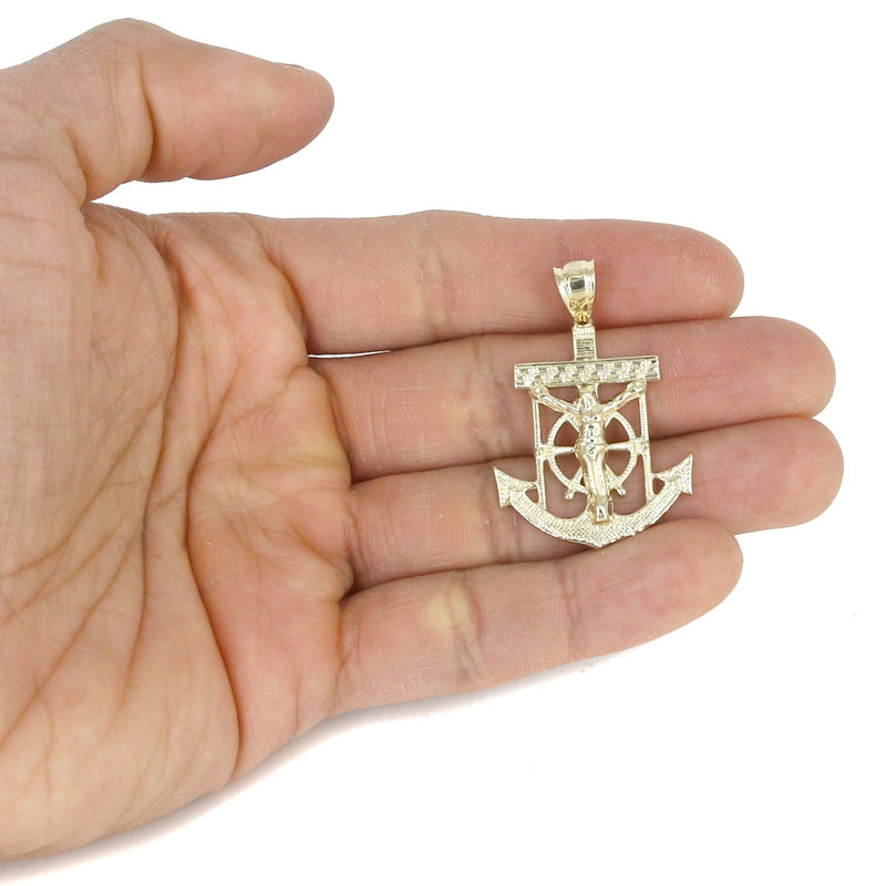 10K Yellow Gold Jesus Anchor Necklace | Appx. 12.6 Grams