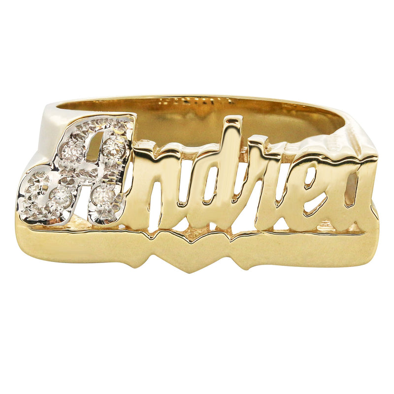 14K Diamond Two Tone Gold Name Ring | Appx. 4.4 Grams