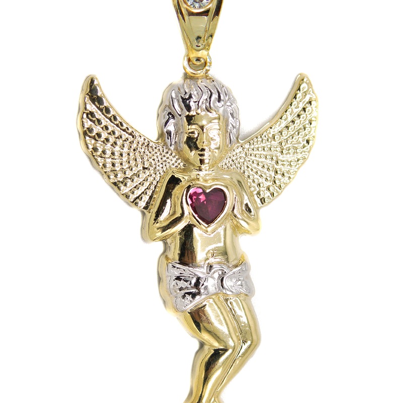 10K Gold Angel Pendant | Customizable Size