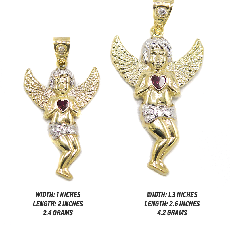 10K Gold Angel Pendant | Customizable Size
