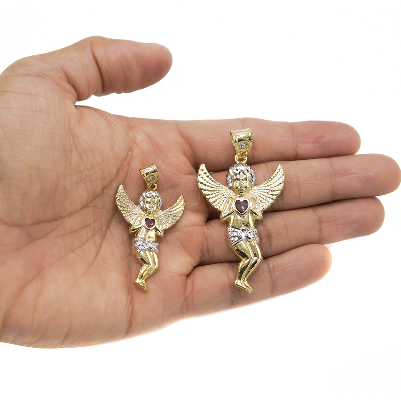 10K Gold Angel Pendant | Customizable Size