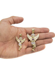 10K Gold Angel Pendant | Customizable Size