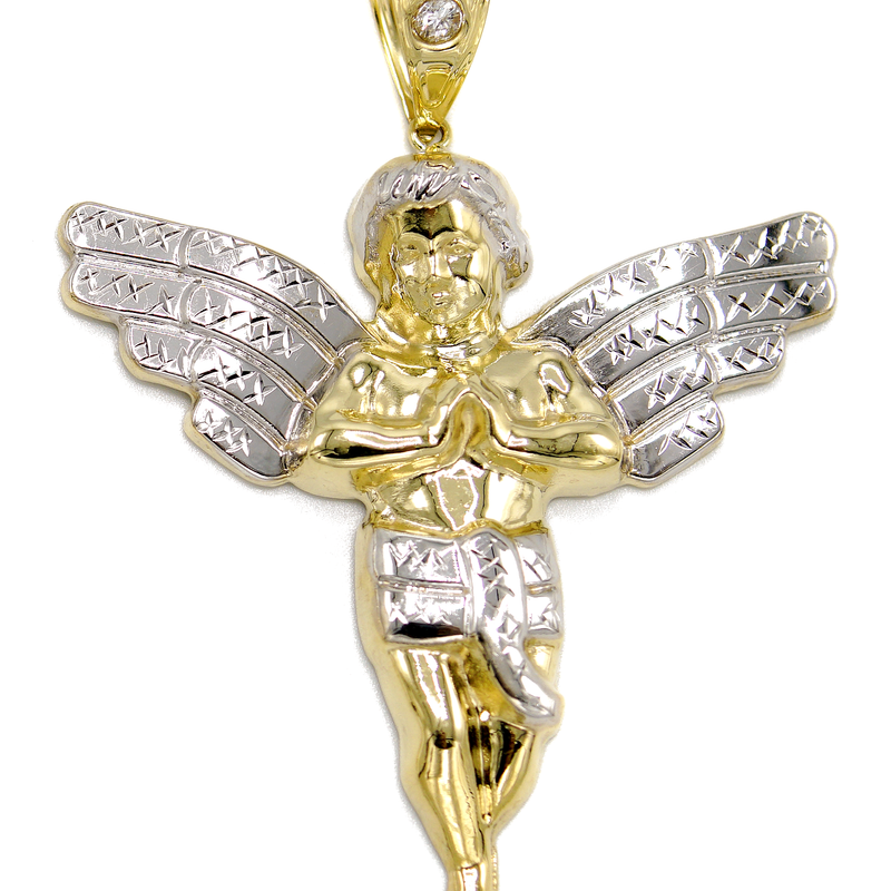 10K Gold Angel Pendant | Customizable Size