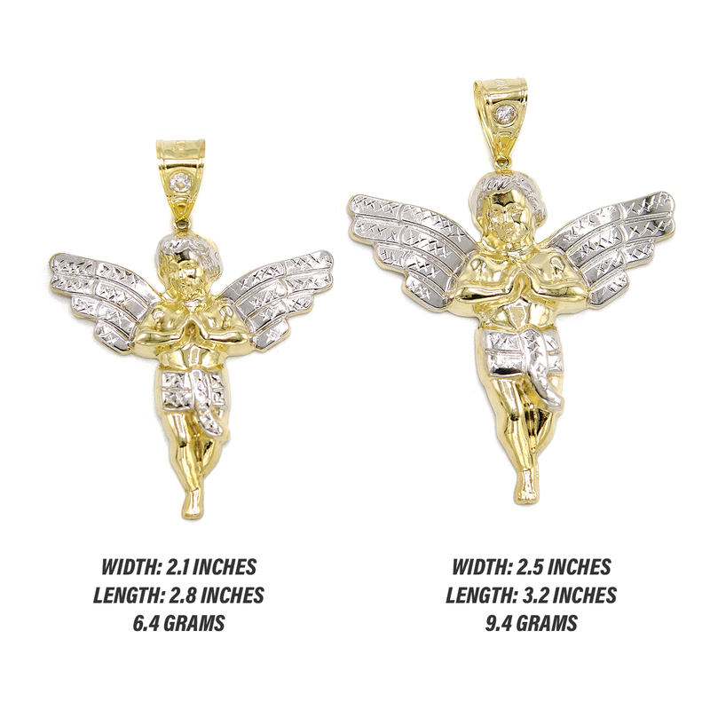 10K Gold Angel Pendant | Customizable Size