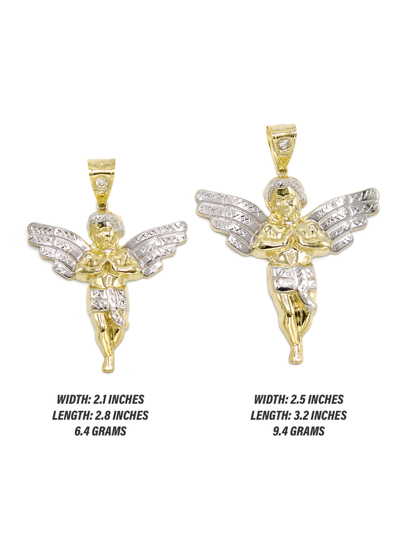 10K Gold Angel Pendant | Customizable Size