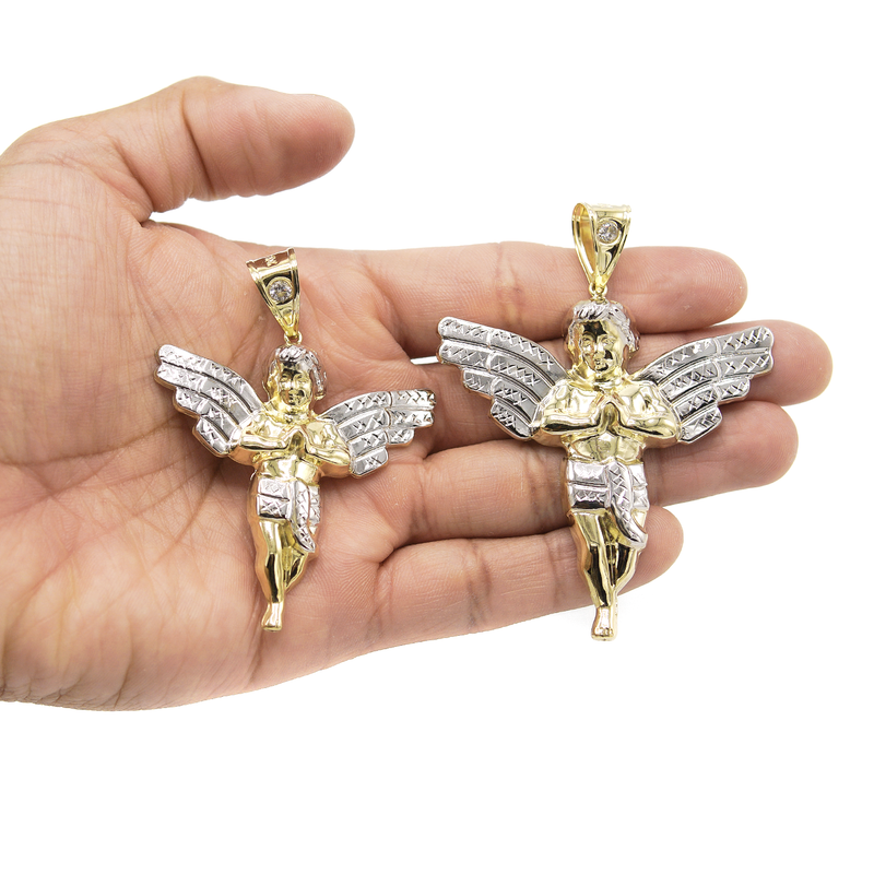 10K Gold Angel Pendant | Customizable Size