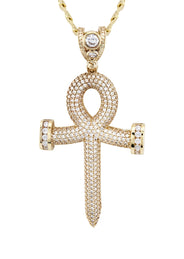 10K Yellow Gold Ankh Necklace | Small 11 Grams - Large 21 Grams