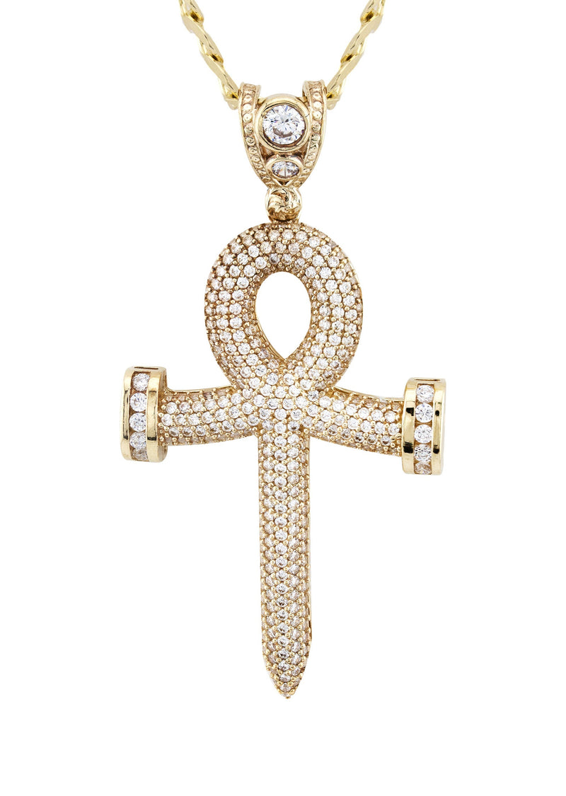 10K Yellow Gold Ankh Necklace | Small 11 Grams - Large 21 Grams