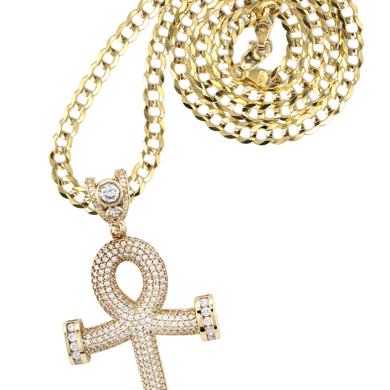 10K Yellow Gold Ankh Necklace | Small 11 Grams - Large 21 Grams