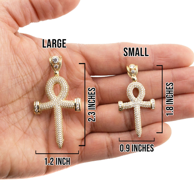 10K Yellow Gold Ankh Necklace | Small 11 Grams - Large 21 Grams