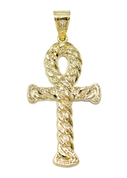 10K Yellow Gold Ankh Pendant | Customizable Size