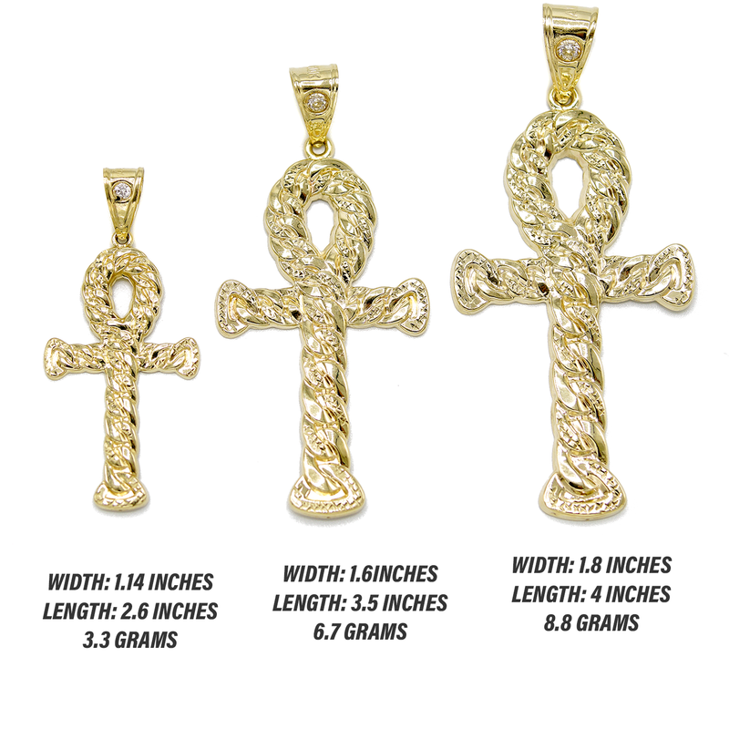 10K Yellow Gold Ankh Pendant | Customizable Size
