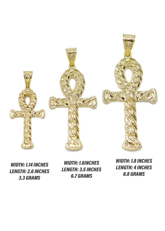 10K Yellow Gold Ankh Pendant | Customizable Size