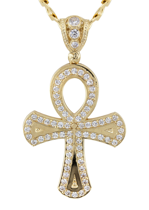 10K Yellow Gold Ankh Necklace | Small 10 Grams - Large 19 Grams