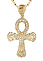 10K Yellow Gold Ankh Necklace | Small 10 Grams - Large 19 Grams