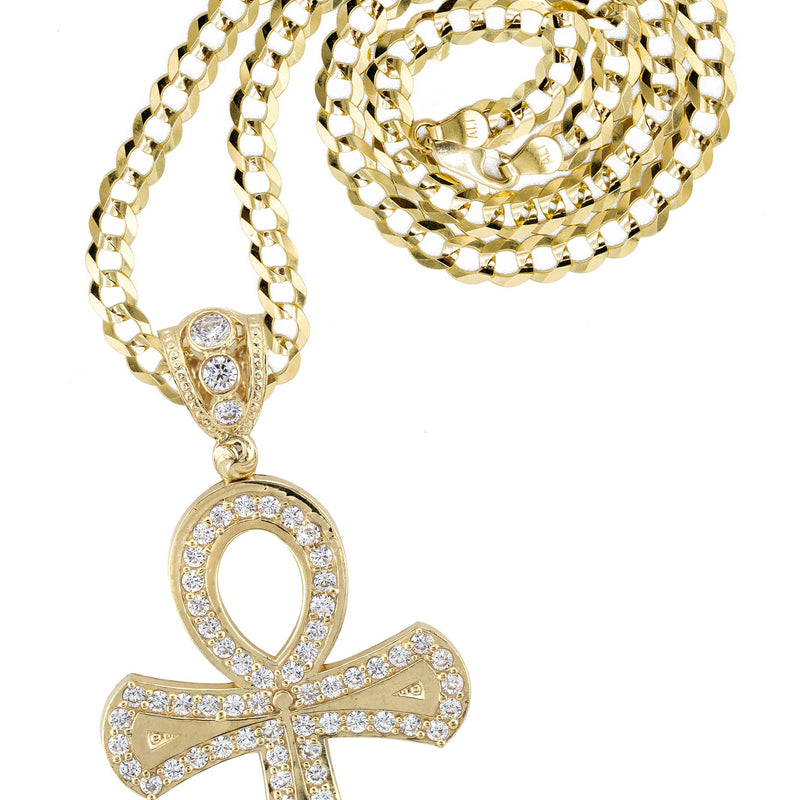 10K Yellow Gold Ankh Necklace | Small 10 Grams - Large 19 Grams