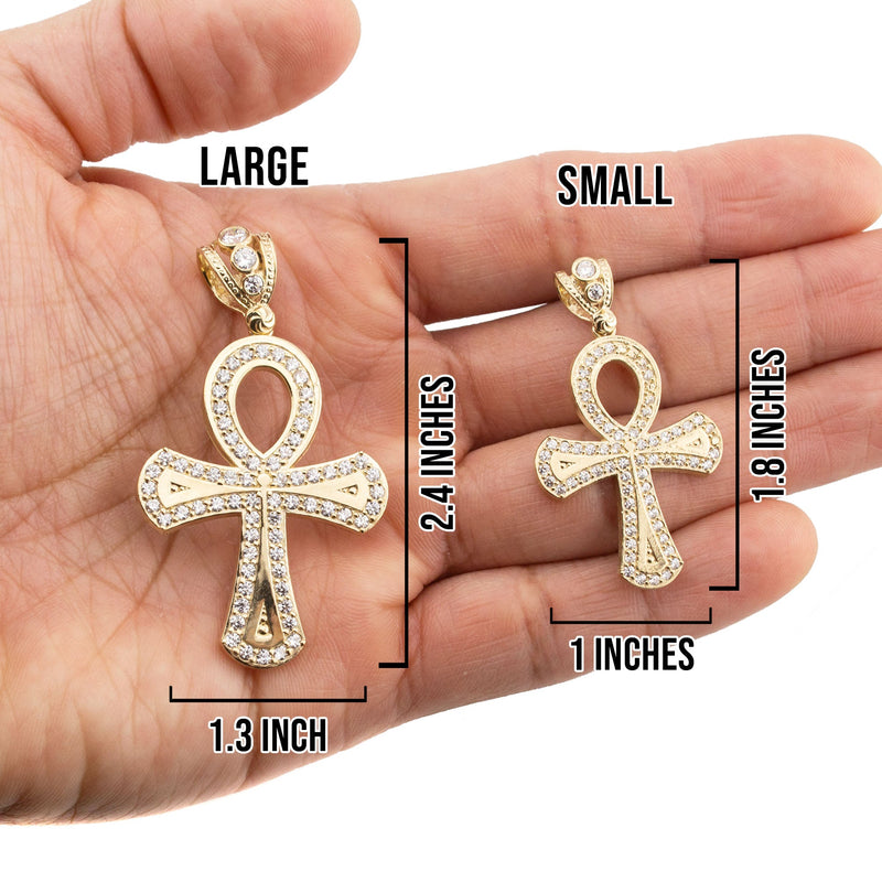 10K Yellow Gold Ankh Necklace | Small 10 Grams - Large 19 Grams