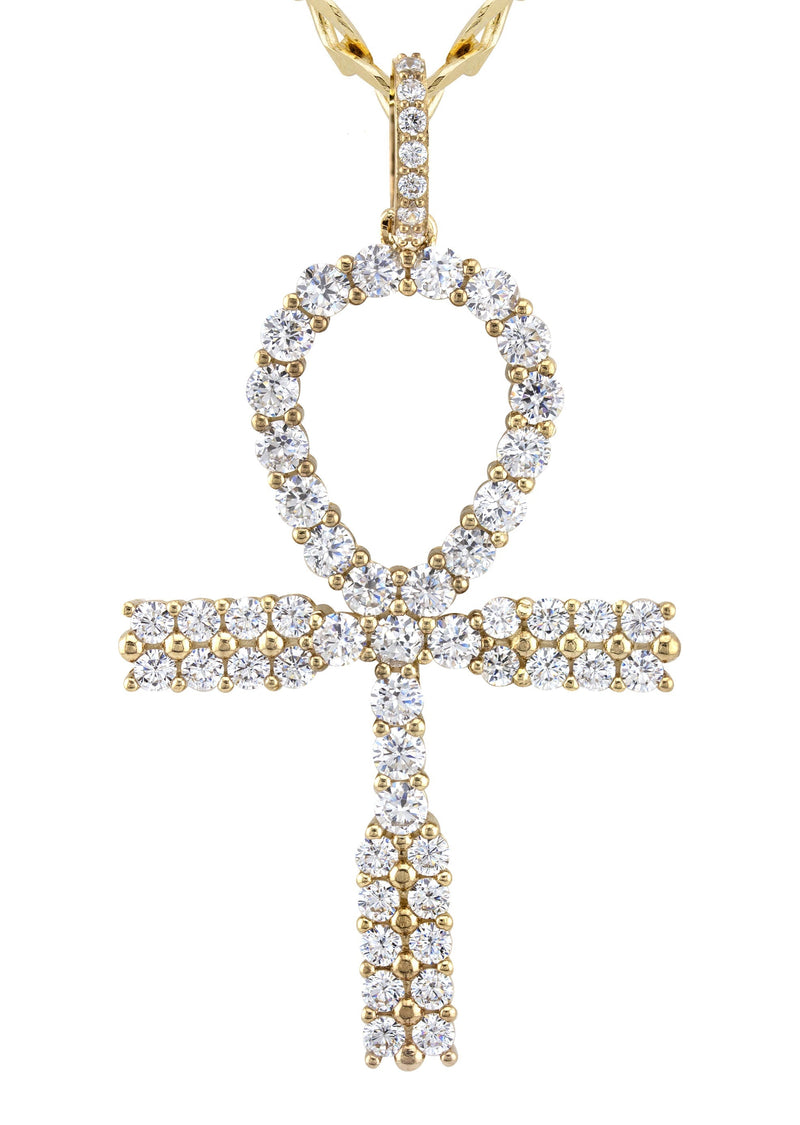 10K Yellow Gold Ankh Necklace | Small 9 Grams - Large 26 Grams