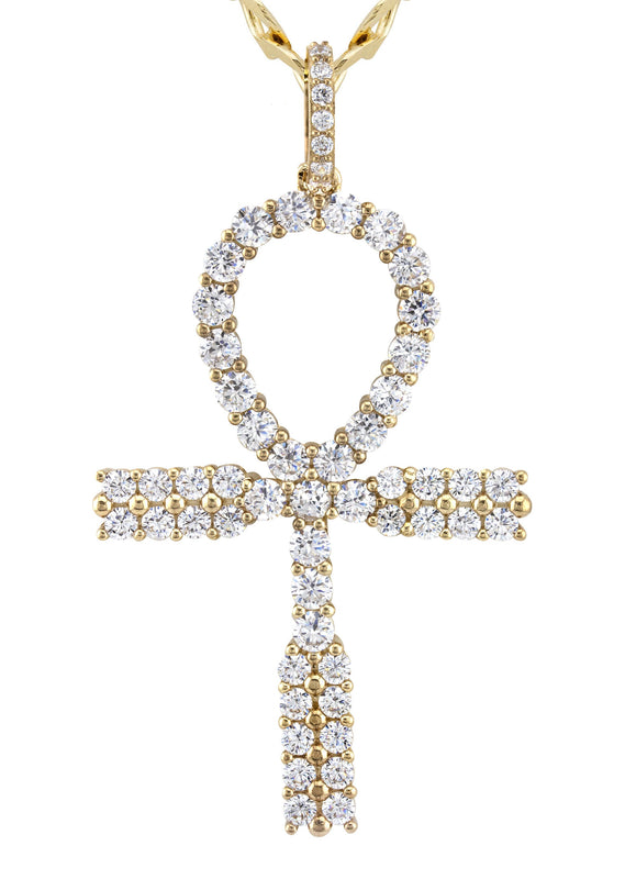 10K Yellow Gold Ankh Necklace | Small 9 Grams - Large 26 Grams
