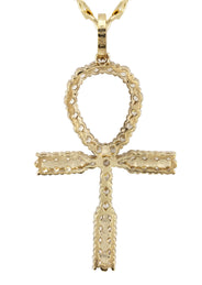 10K Yellow Gold Ankh Necklace | Small 9 Grams - Large 26 Grams
