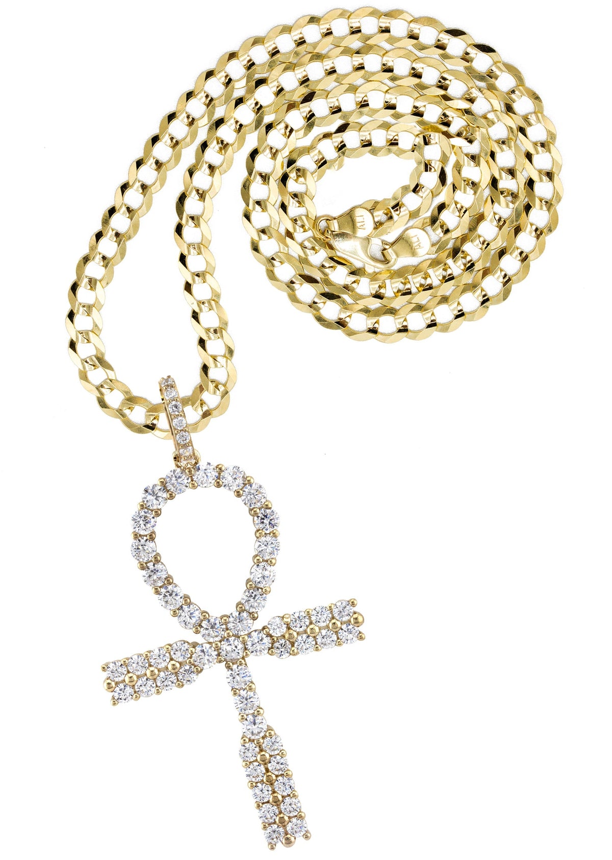 10K Yellow Gold Ankh Necklace | Small 9 Grams - Large 26 Grams