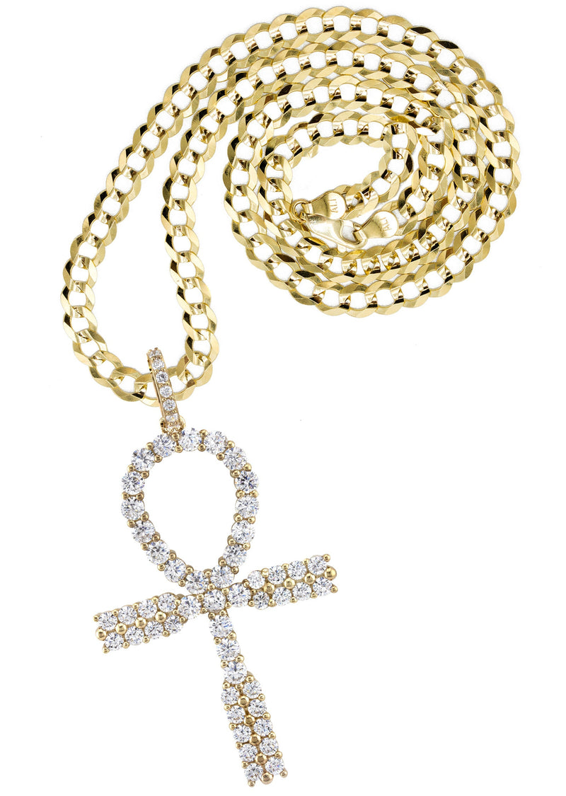 10K Yellow Gold Ankh Necklace | Small 9 Grams - Large 26 Grams