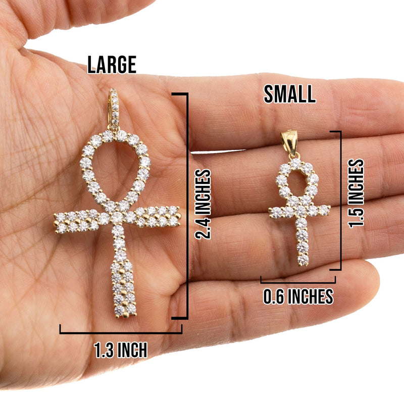 10K Yellow Gold Ankh Necklace | Small 9 Grams - Large 26 Grams