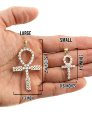 10K Yellow Gold Ankh Necklace | Small 9 Grams - Large 26 Grams