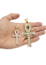 10K Yellow Gold Ankh Pendant | Customizable Size