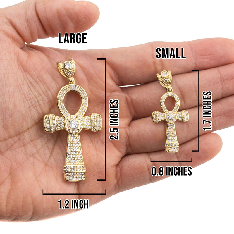10K Yellow Gold Ankh Necklace | Small 10 Grams - Large 28 Grams