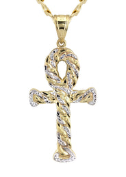 10K Yellow Gold Ankh Necklace | Small 6 Grams - Large 13 Grams