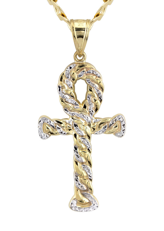 10K Yellow Gold Ankh Necklace | Small 6 Grams - Large 13 Grams