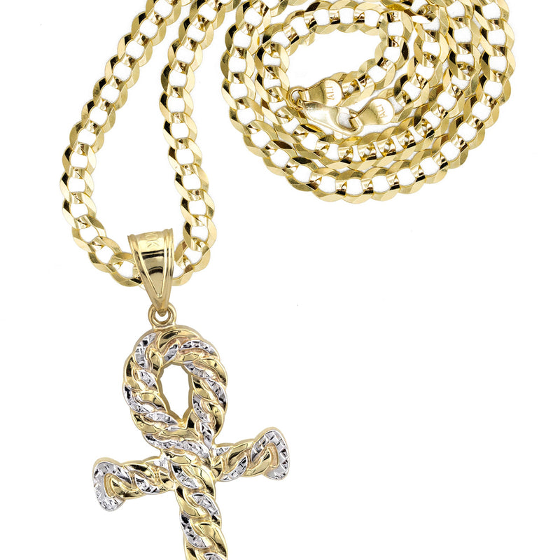 10K Yellow Gold Ankh Necklace | Small 6 Grams - Large 13 Grams