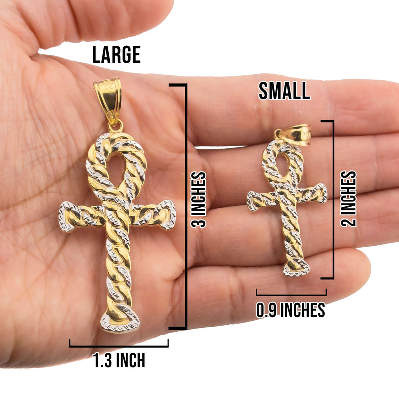 10K Yellow Gold Ankh Necklace | Small 6 Grams - Large 13 Grams