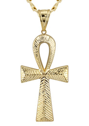 10K Yellow Gold Ankh Necklace | Small 7 Grams - Large 13 Grams