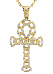 10K Yellow Gold Ankh Necklace | Small 9 Grams - Large 26 Grams