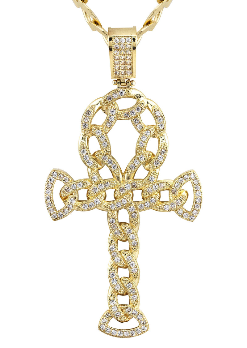 10K Yellow Gold Ankh Necklace | Small 9 Grams - Large 26 Grams