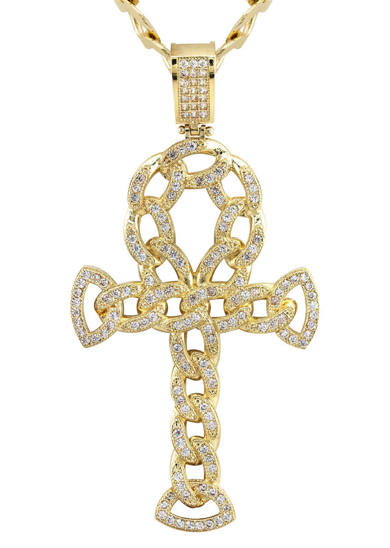 10K Yellow Gold Ankh Necklace | Small 9 Grams - Large 26 Grams
