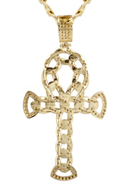 10K Yellow Gold Ankh Necklace | Small 9 Grams - Large 26 Grams