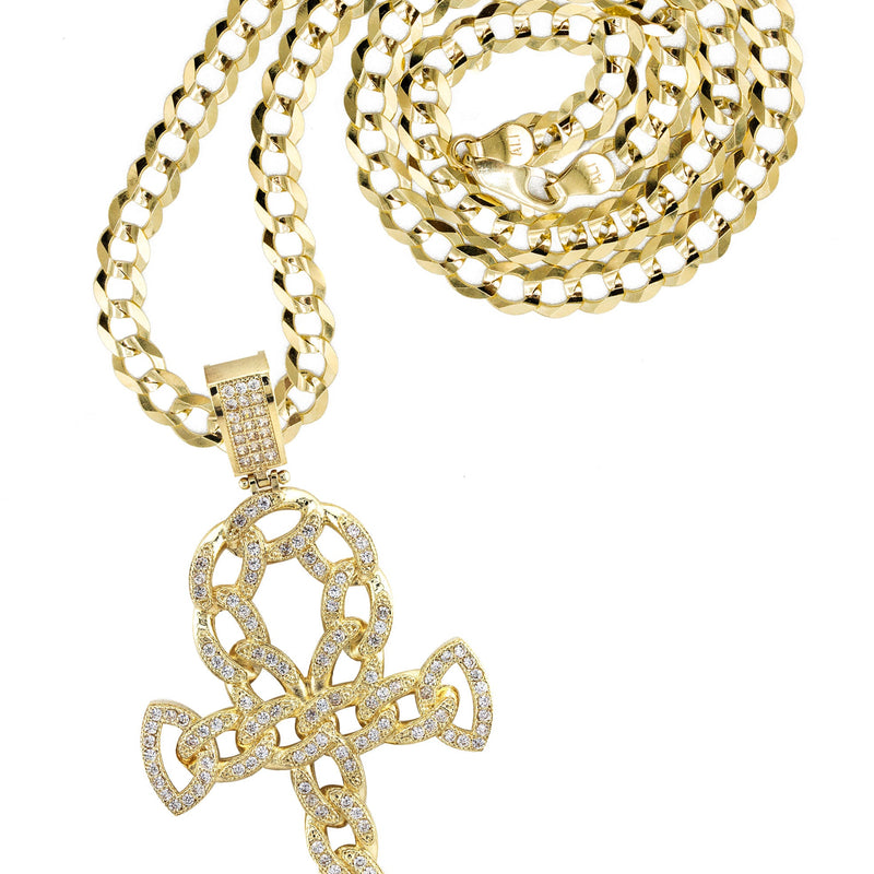 10K Yellow Gold Ankh Necklace | Small 9 Grams - Large 26 Grams