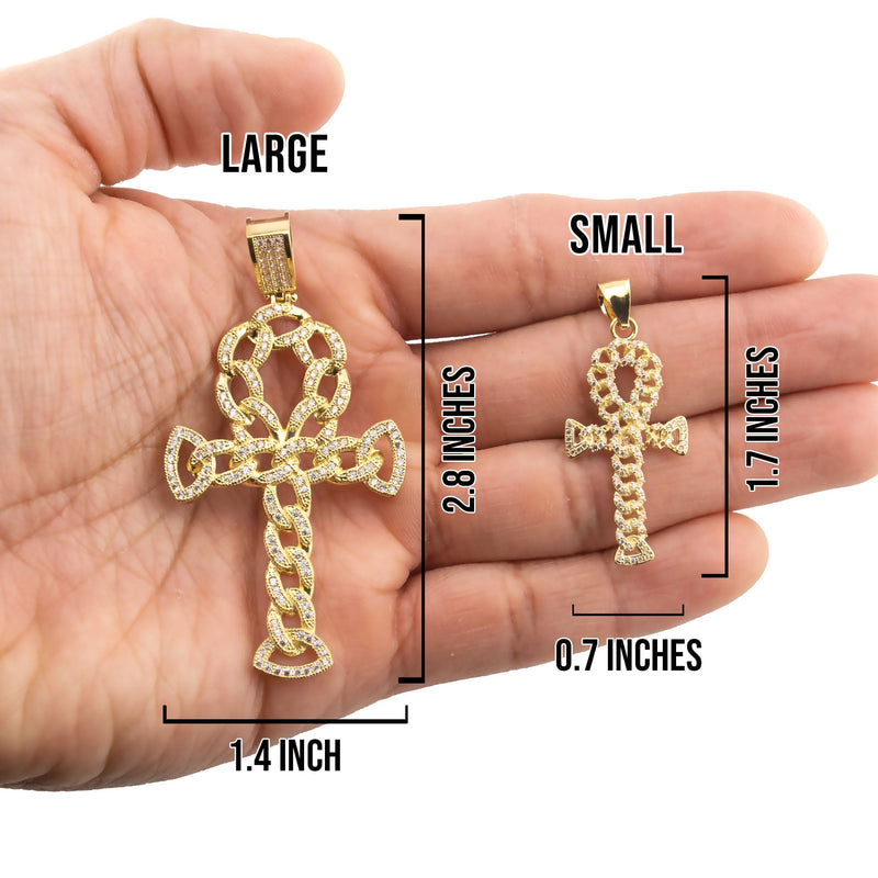 10K Yellow Gold Ankh Necklace | Small 9 Grams - Large 26 Grams