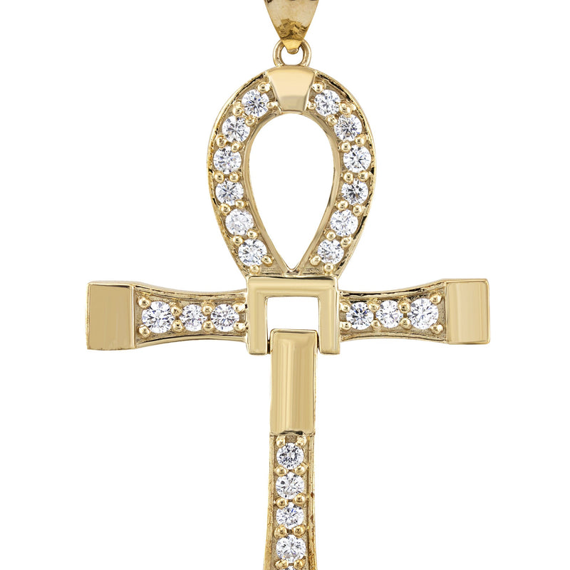 10K Yellow Gold Ankh Necklace | Small 9 Grams - Large 24 Grams