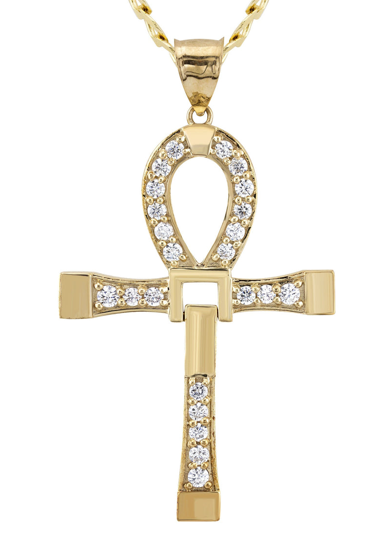 10K Yellow Gold Ankh Necklace | Small 9 Grams - Large 24 Grams