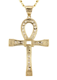 10K Yellow Gold Ankh Necklace | Small 9 Grams - Large 24 Grams