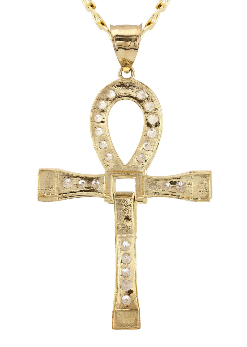 10K Yellow Gold Ankh Necklace | Small 9 Grams - Large 24 Grams