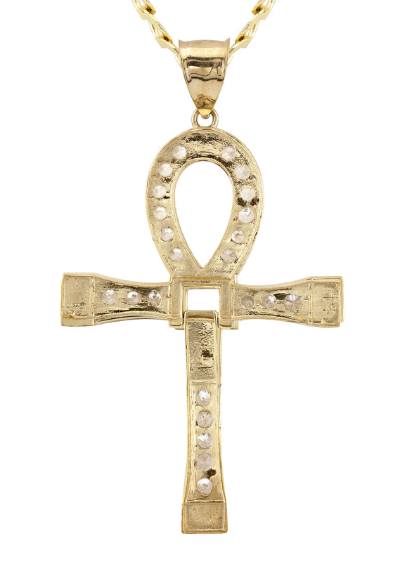 10K Yellow Gold Ankh Necklace | Small 9 Grams - Large 24 Grams