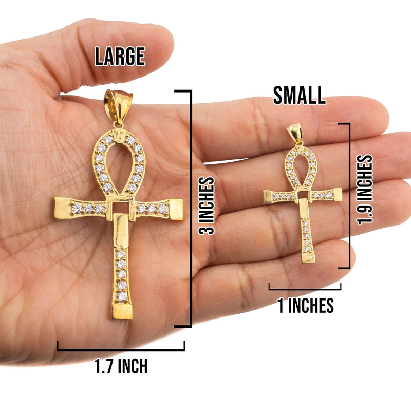 10K Yellow Gold Ankh Necklace | Small 9 Grams - Large 24 Grams