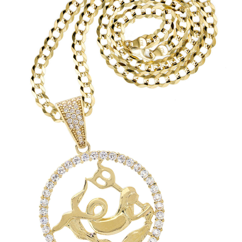 10K Yellow Gold Zodiac Aquarius Necklace | Appx. 17.1 Grams